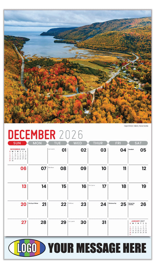 2027 Business Promotional Calendar - Atlantic Canada Scenic - Cape Breton Island, Nova Scotia - December_a