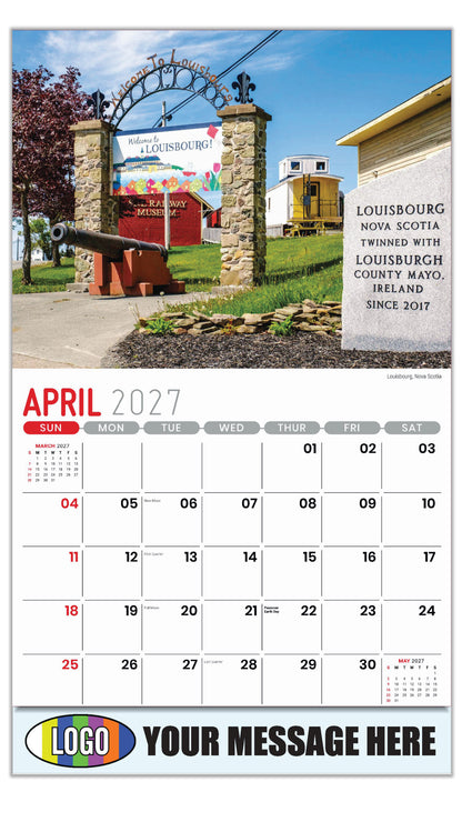 2027 Business Advertising Calendar - Atlantic Canada Scenic - Louisbourg, Nova Scotia - April