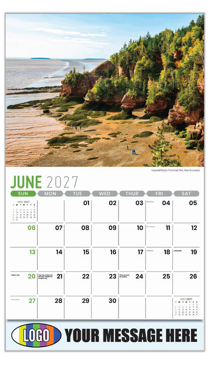 2027 Business Advertising Calendar - Atlantic Canada Scenic - Hopewell Rocks Provincial Park, New Brunswick - June