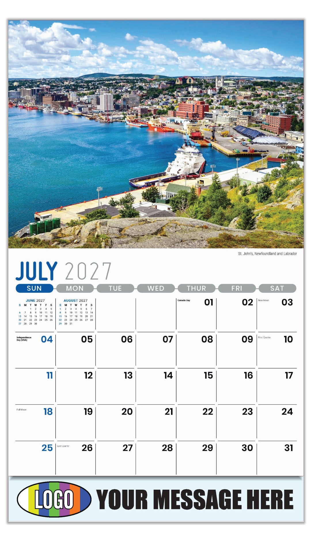 2027 Business Promo Calendar - Atlantic Canada Scenic - St. John’s, Newfoundland and Labrador - July