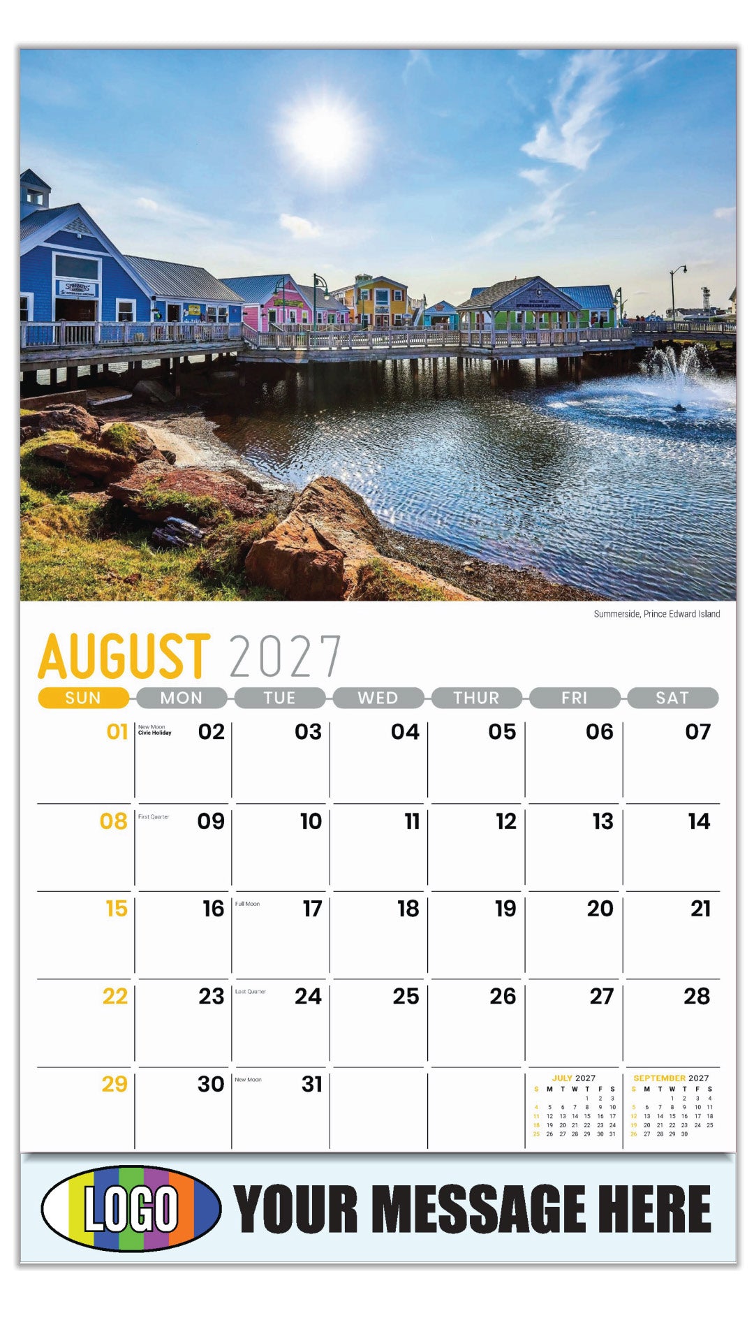 2027 Business Promo Calendar - Atlantic Canada Scenic - Summerside, Prince Edward Island - August