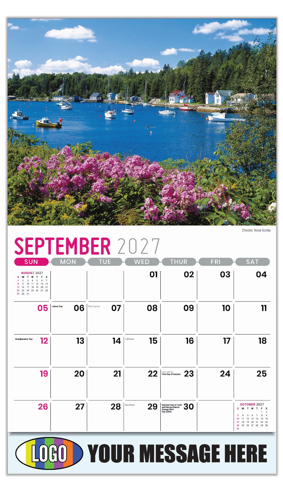 2027 Business Promo Calendar - Atlantic Canada Scenic - Chester, Nova Scotia - September