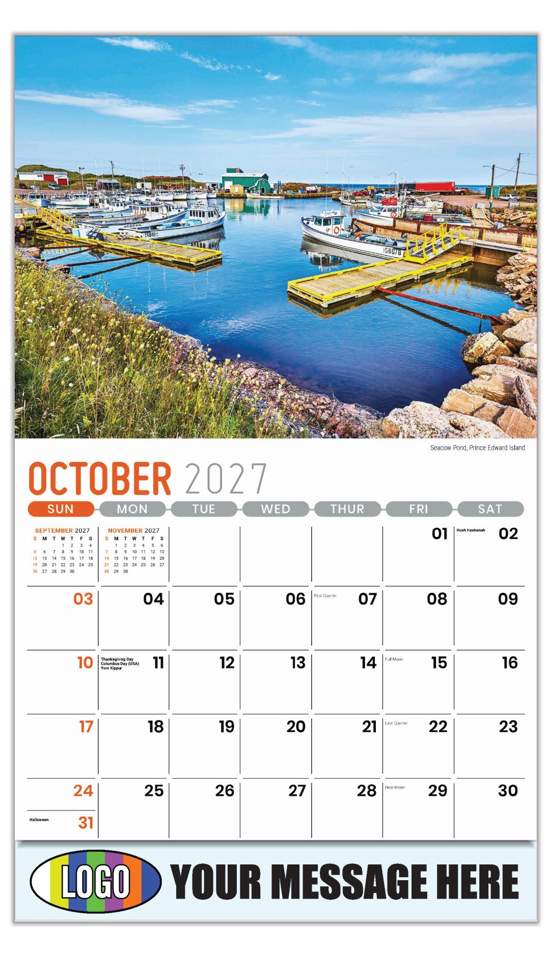 2027 Business Promotion Calendar - Atlantic Canada Scenic - Seacow Pond, Prince Edward Island - October