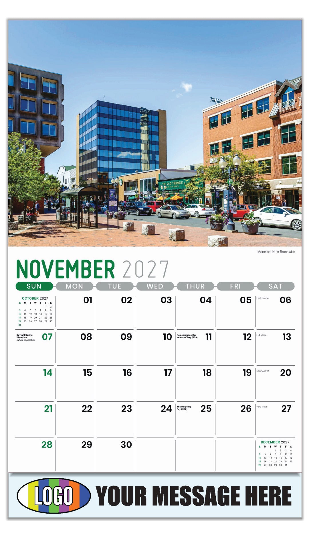 2027 Business Promotion Calendar - Atlantic Canada Scenic - Moncton, New Brunswick - November