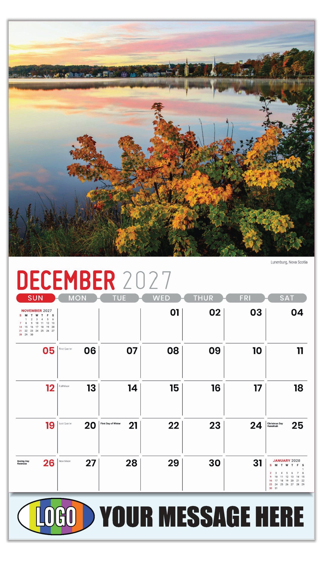 2027 Business Promotion Calendar - Atlantic Canada Scenic - Lunenburg, Nova Scotia  - December