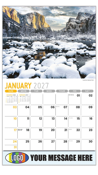 2027 Business Promotional Calendar - Scenes of California - Yosemite National Park  - January