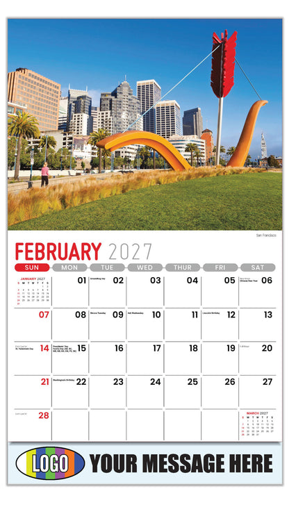 2027 Business Promotional Calendar - Scenes of California - San Francisco - February