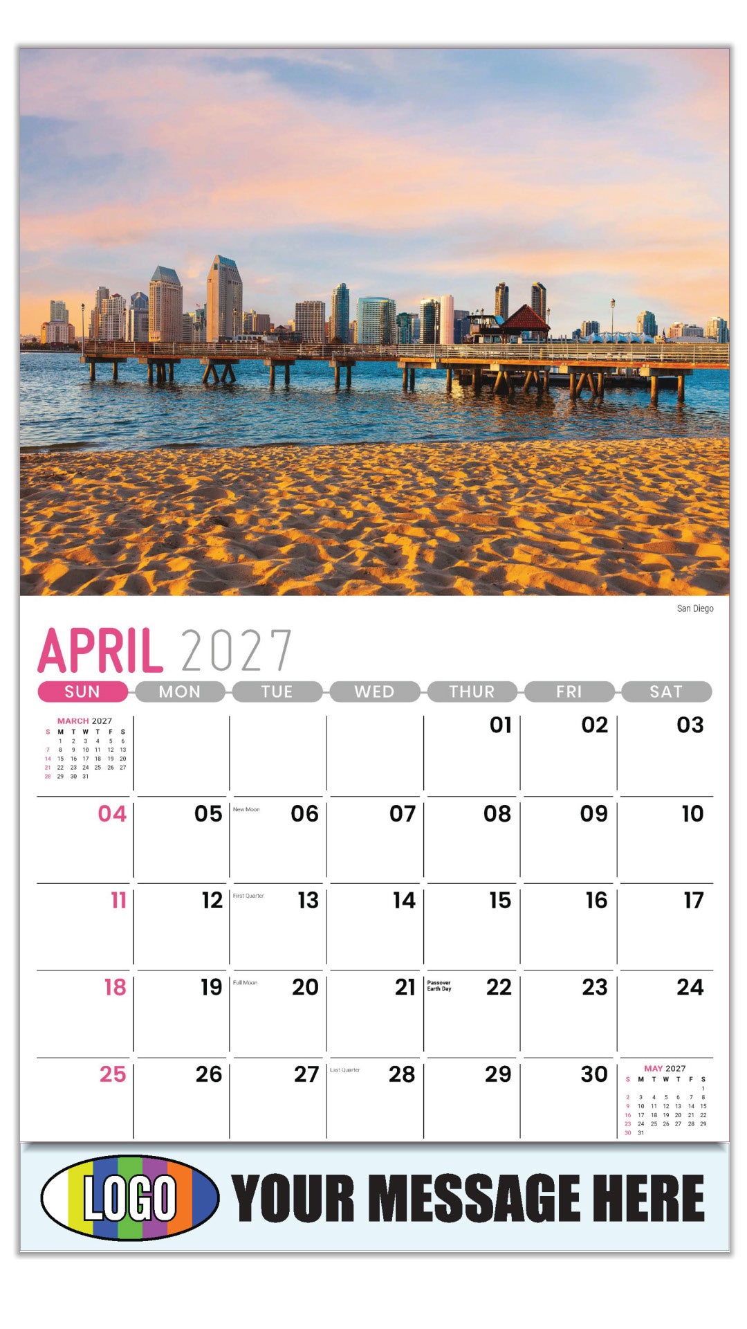 2027 Business Advertising Calendar - Scenes of California - San Diego - April
