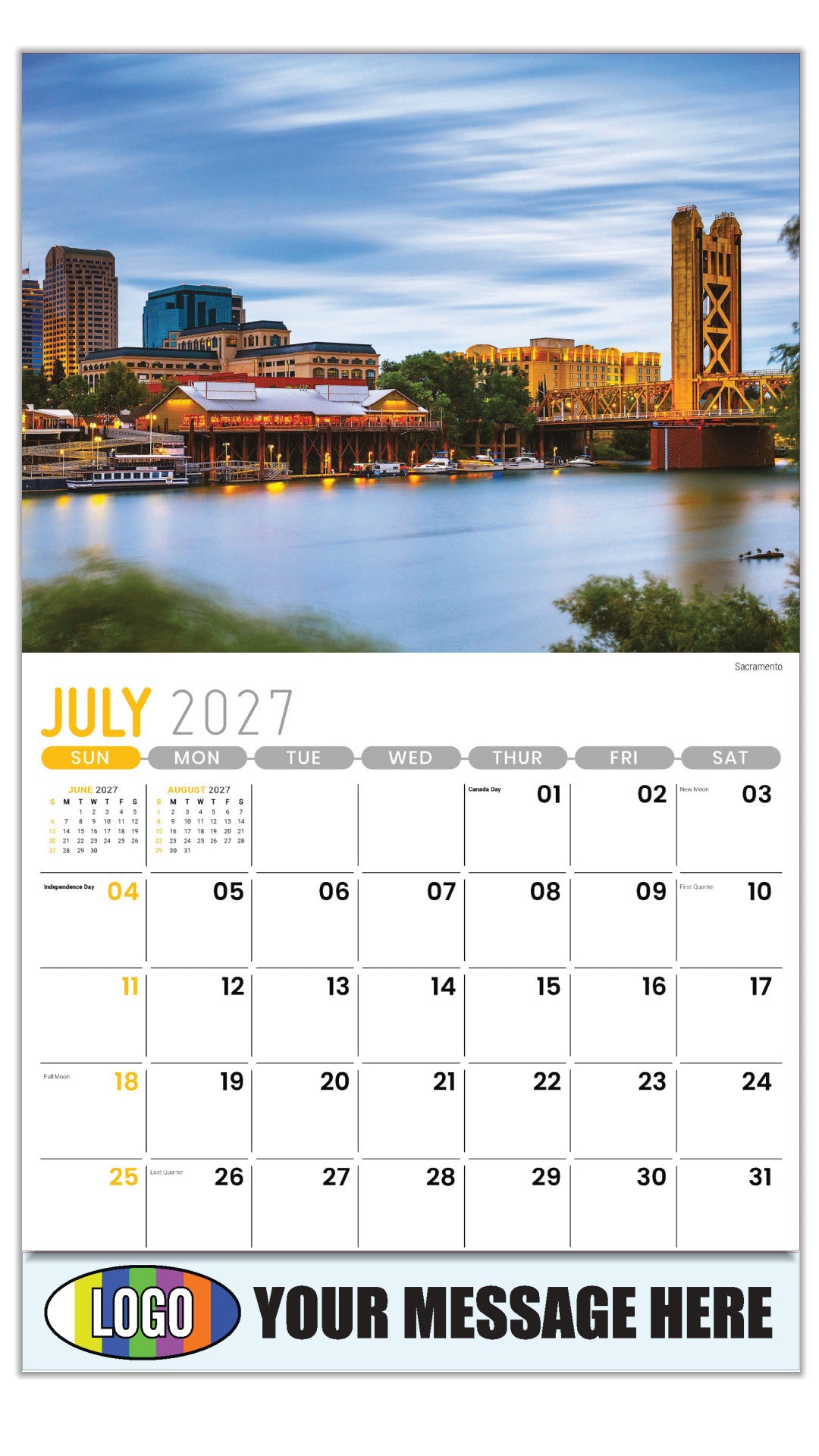 2027 Business Promo Calendar - Scenes of California - Sacramento - July
