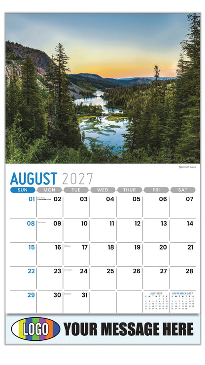 2027 Business Promo Calendar - Scenes of California - Mammoth Lakes - August