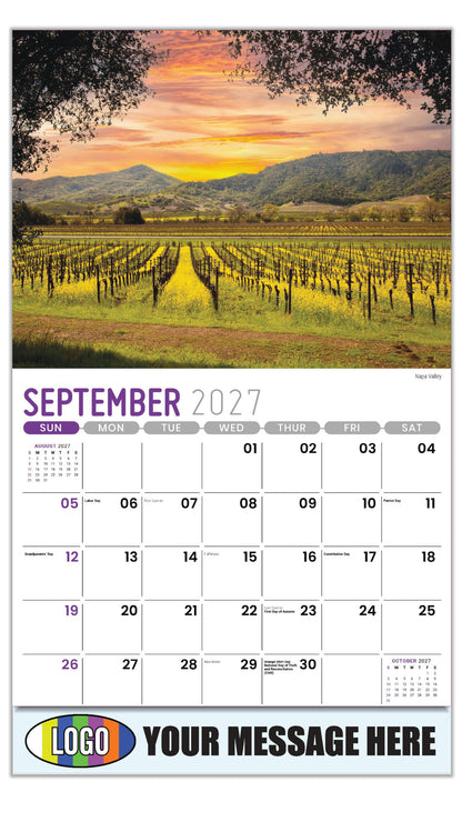 2027 Business Promo Calendar - Scenes of California - Napa Valley  - September