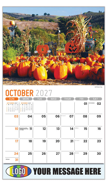 2027 Business Promotion Calendar - Scenes of California - Half Moon Bay - October