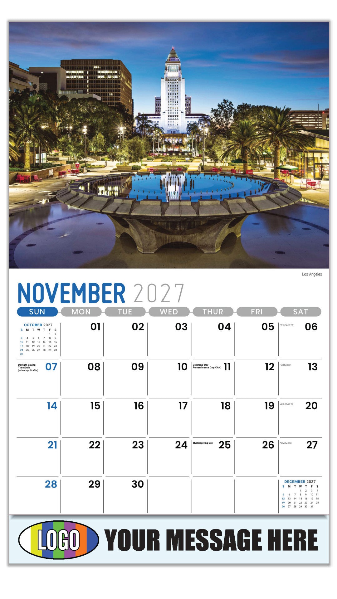 2027 Business Promotion Calendar - Scenes of California - Los Angeles - November