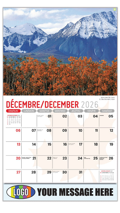 2027 Business Promotional Calendar - Scenes of Canada - Monts Saint-Élie, Yukon - December_a
