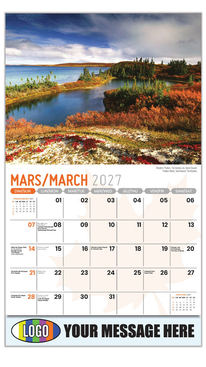 2027 Business Promotional Calendar - Scenes of Canada - Rivière Thelon, Territoires du Nord-Ouest
Thelon River, Northwest Territories  - March