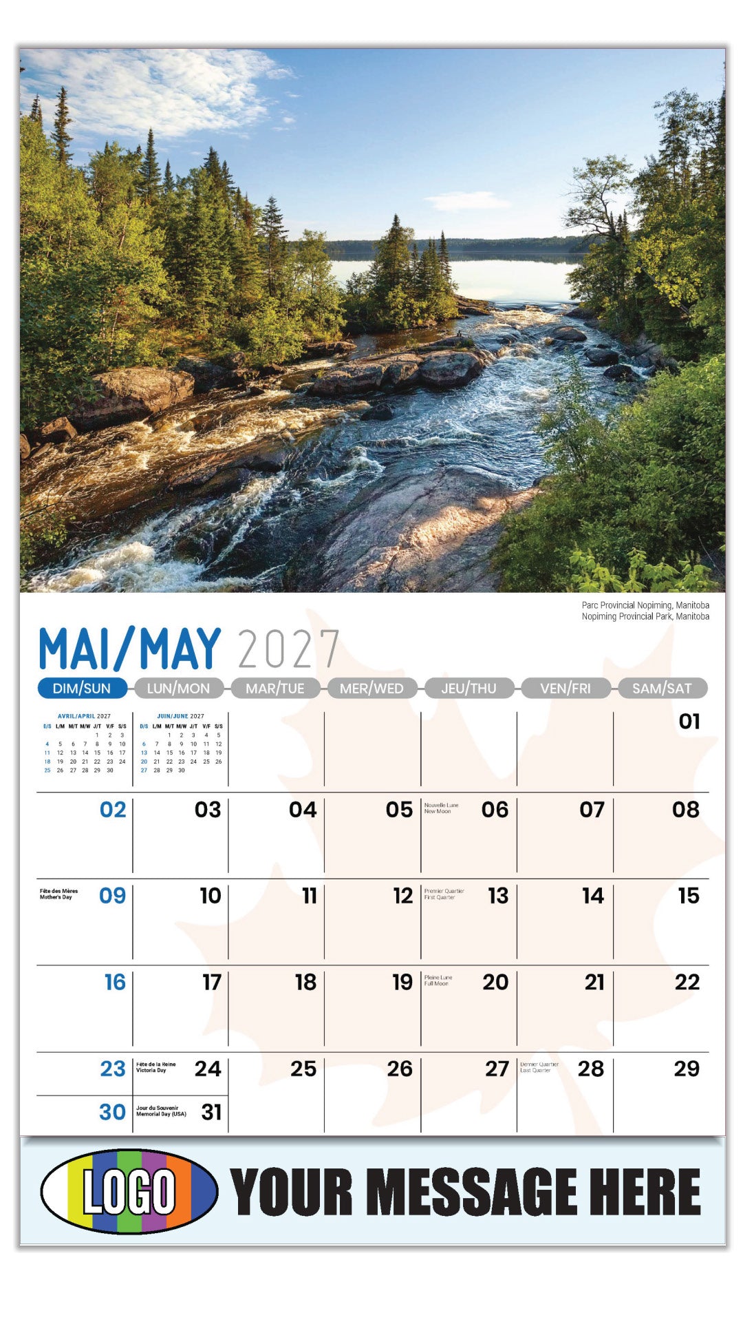 2027 Business Advertising Calendar - Scenes of Canada - Parc Provincial Nopiming, Manitoba - May