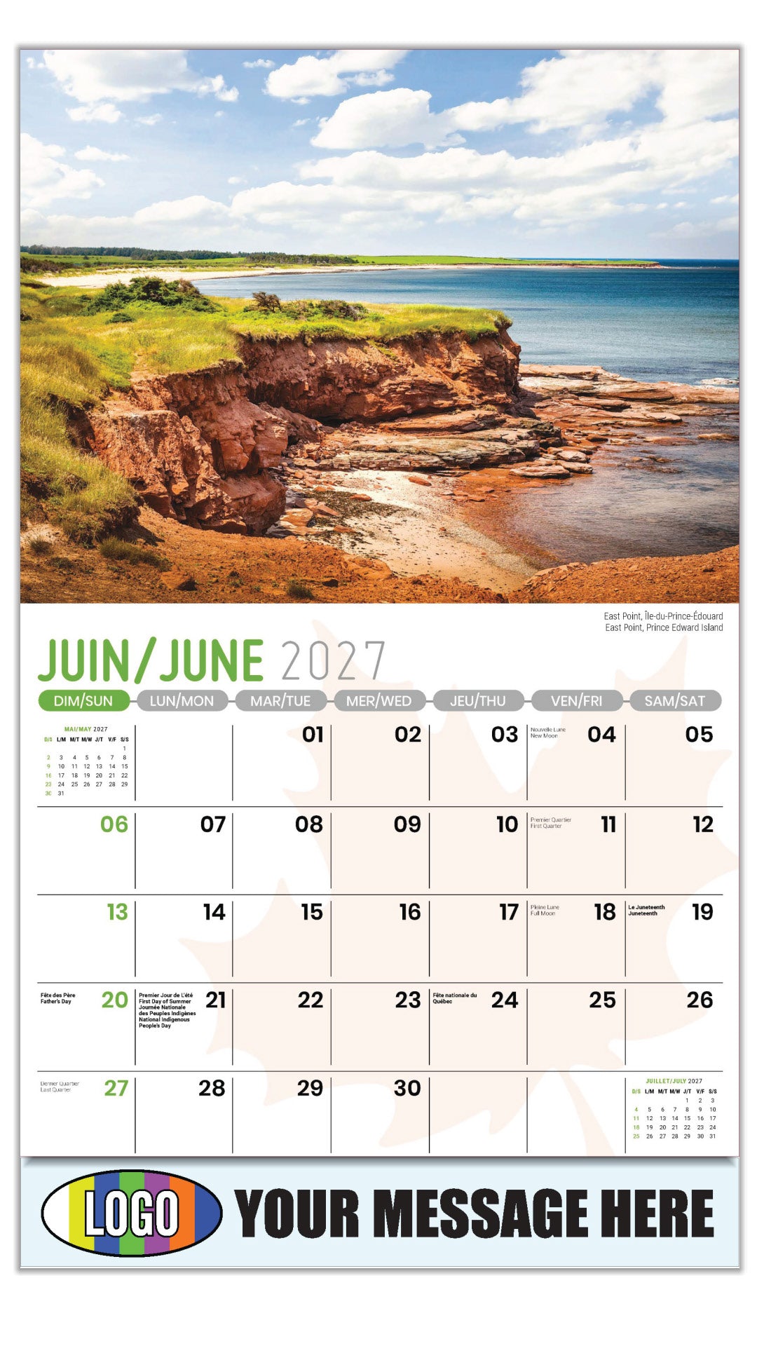 2027 Business Advertising Calendar - Scenes of Canada - East Point, Île-du-Prince-Édouard - June