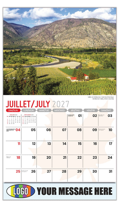 2027 Business Promo Calendar - Scenes of Canada - Vallée de Similkameen, Colombie-Britannique - July