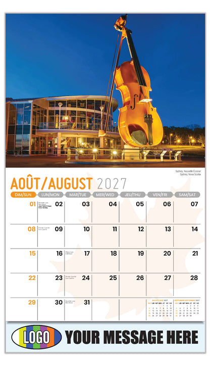 2027 Business Promo Calendar - Scenes of Canada - Sydney, Nouvelle-Écosse - August