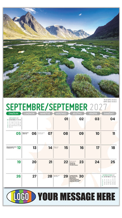 2027 Business Promo Calendar - Scenes of Canada - Île de Baffin, Nunavut - September