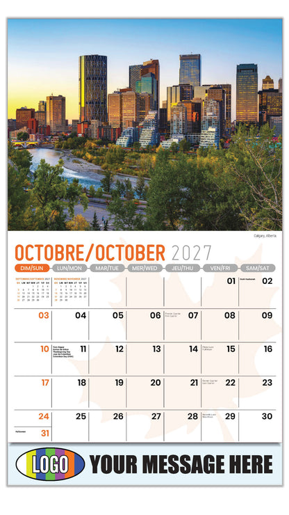 2027 Business Promotion Calendar - Scenes of Canada - Calgary, Alberta - October