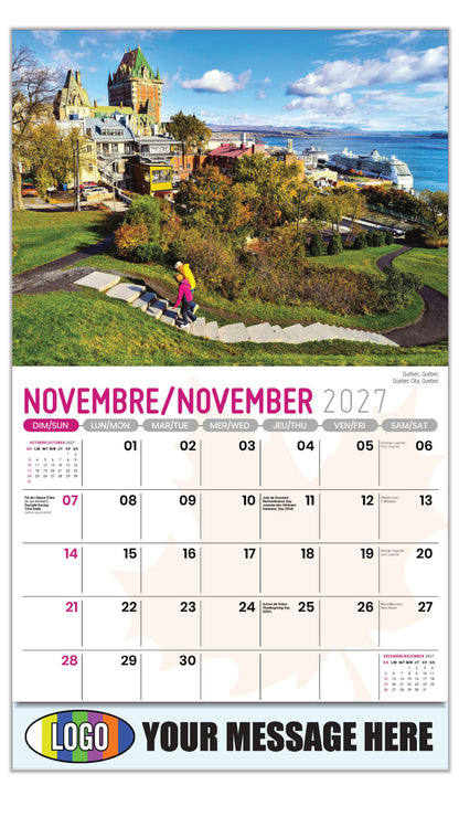 2027 Business Promotion Calendar - Scenes of Canada - Québec, Québec - November