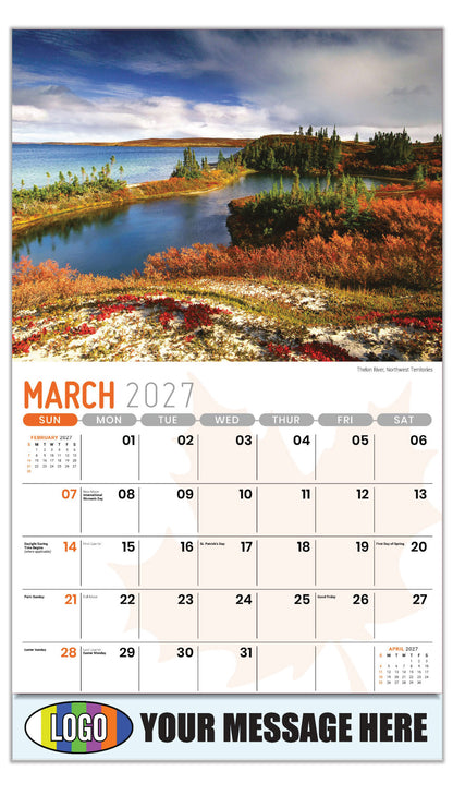 2027 Scenes of Canada Business Promotional Calendar - Rivière Thelon, Territoires du Nord-Ouest
Thelon River, Northwest Territories  - March