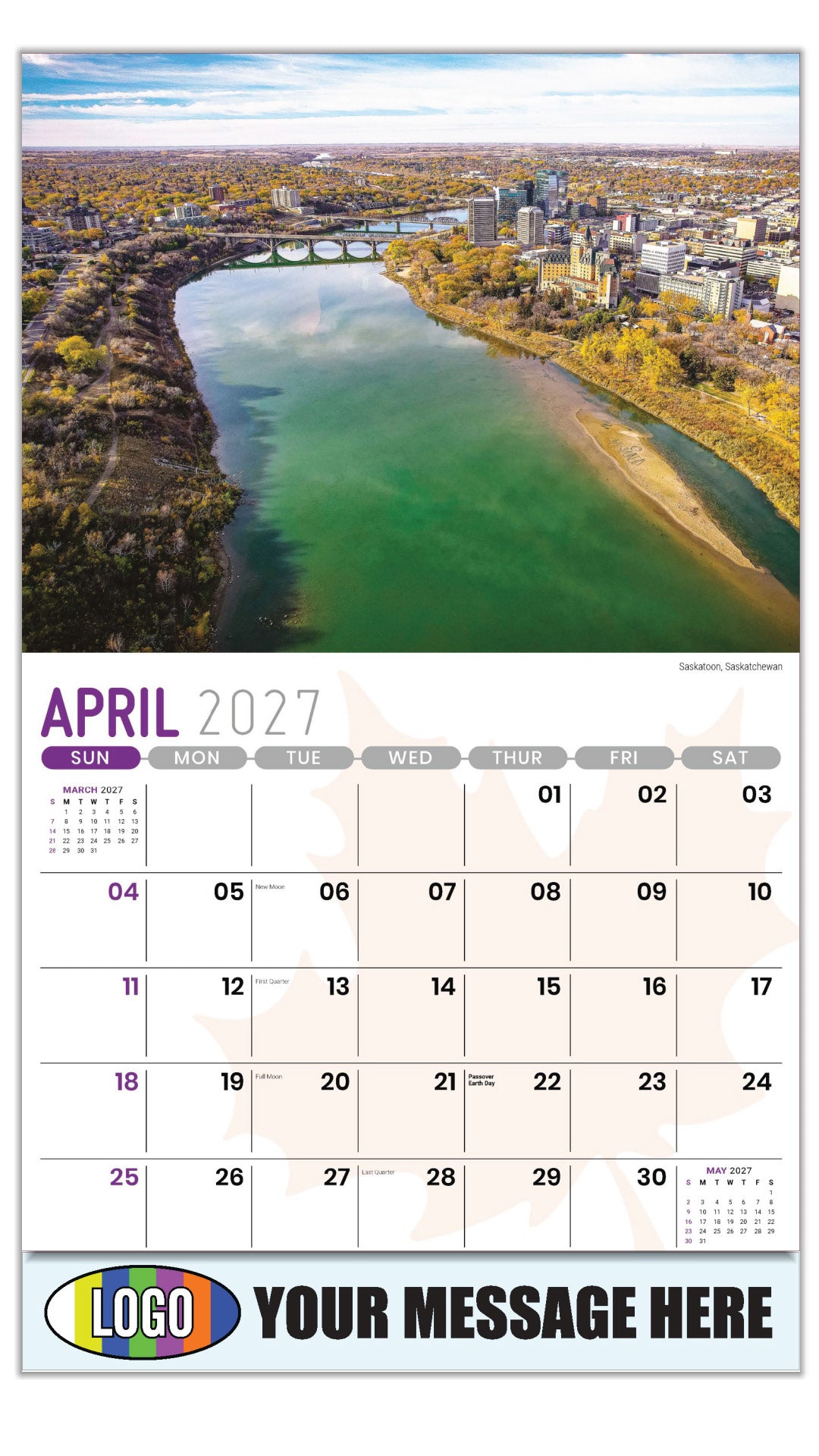 2027 Scenes of Canada Business Advertising Calendar - Saskatoon, Saskatchewan - April