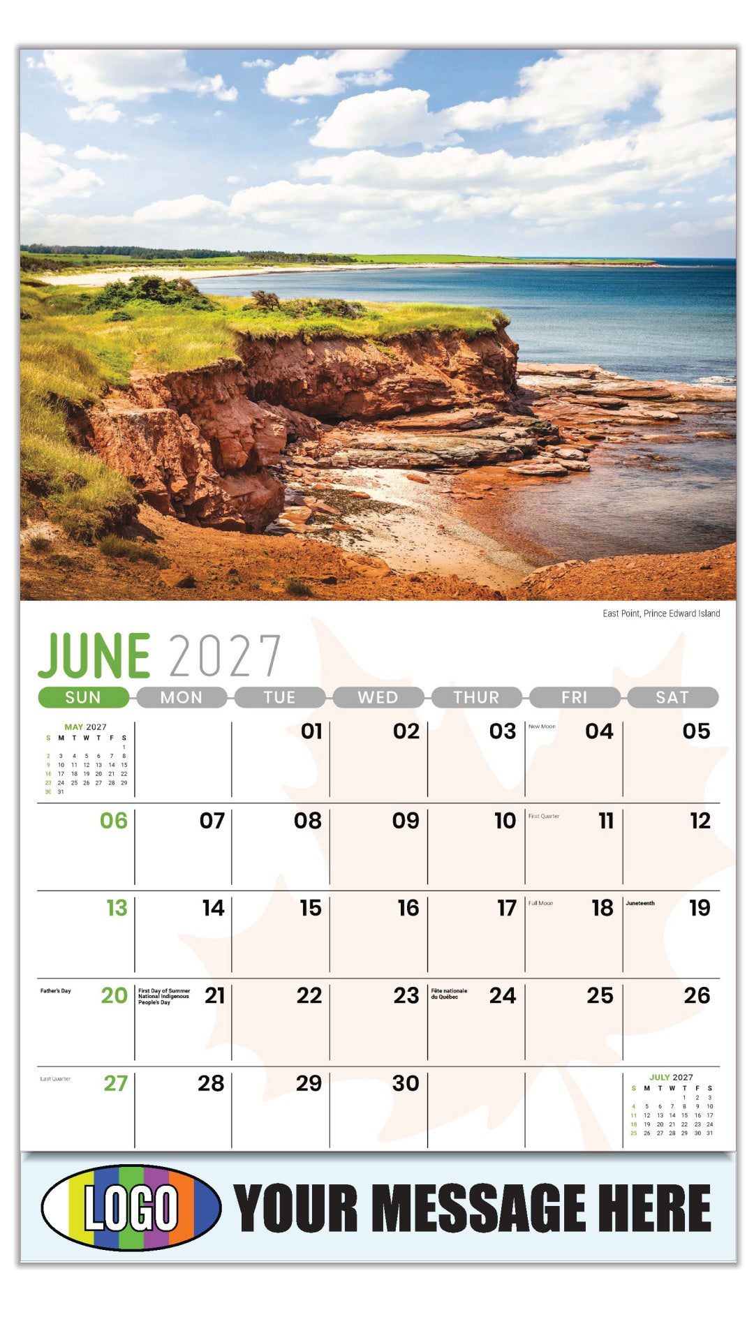 2027 Scenes of Canada Business Advertising Calendar - East Point, Prince Edward Island - June