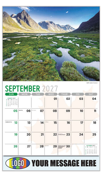 2027 Scenes of Canada Business Promo Calendar - Baffin Island, Nunavut - September