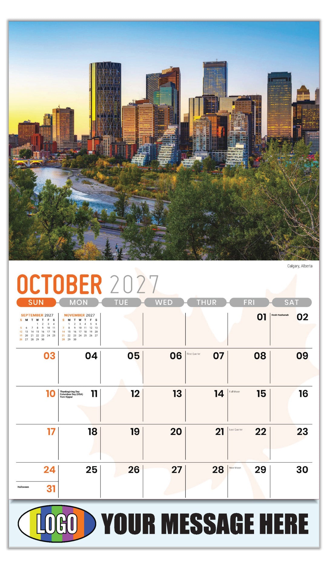 2027 Scenes of Canada Business Promotion Calendar - Calgary, Alberta - October