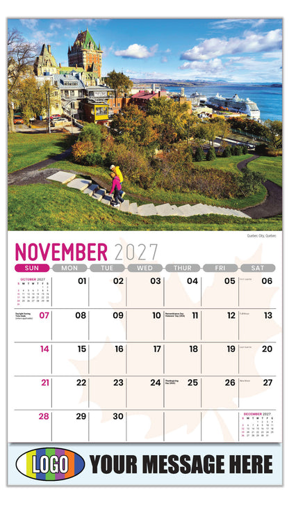 2027 Scenes of Canada Business Promotion Calendar - Quebec City, Quebec - November