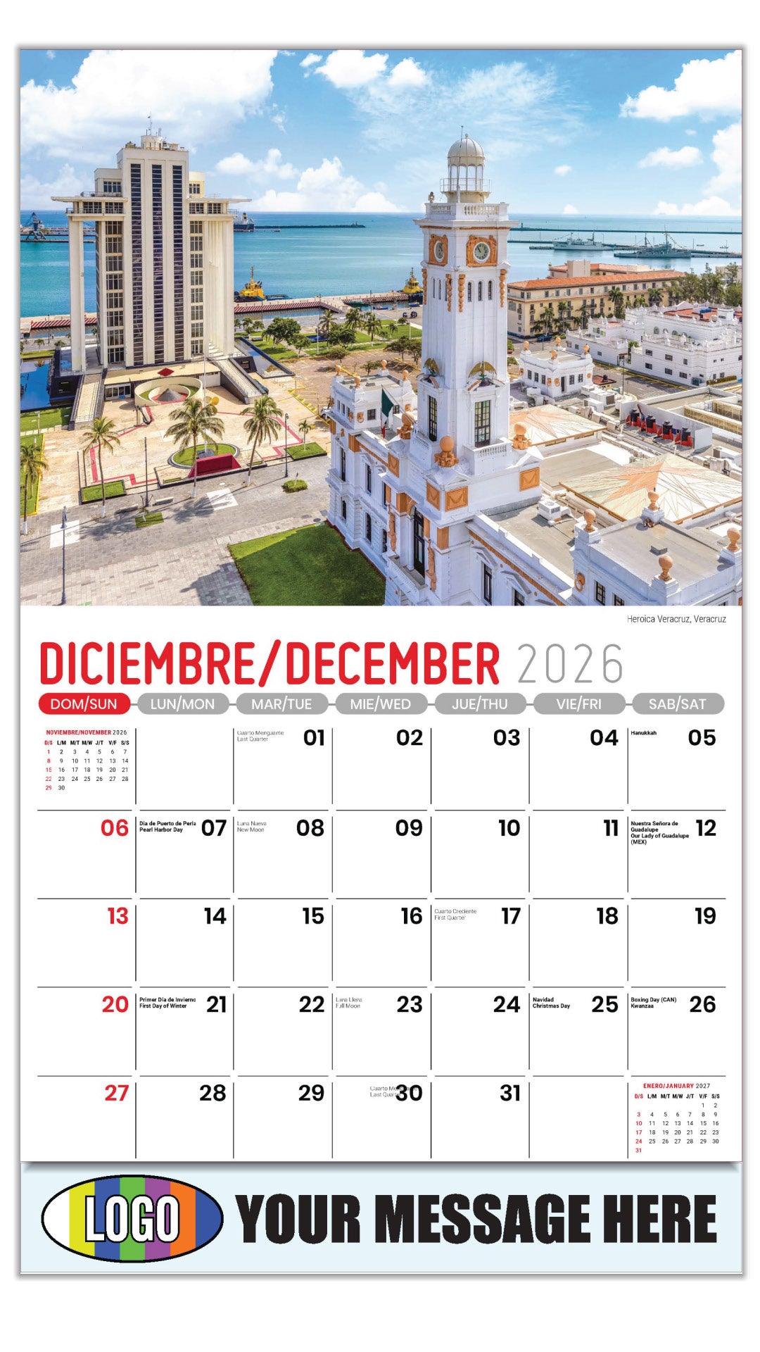 2027 Business Promotional Calendar - Scenes of Mexico - Heroica Veracruz, Veracruz - December_a
