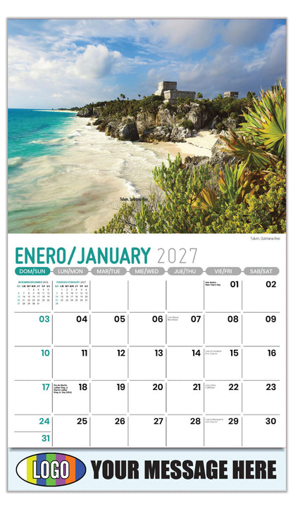 2027 Business Promotional Calendar - Scenes of Mexico - Tulum, Quintana Roo


 - January