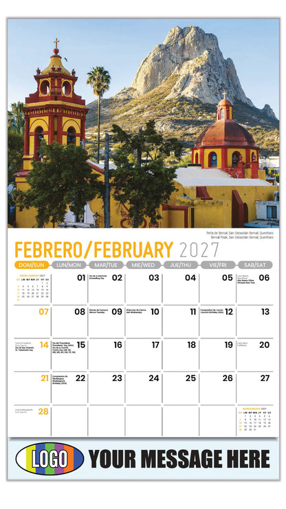 2027 Business Promotional Calendar - Scenes of Mexico - Bernal Peak, San Sebastián Bernal, Querétaro | 
Peña de Bernal, San Sebastián Bernal, Querétaro - February