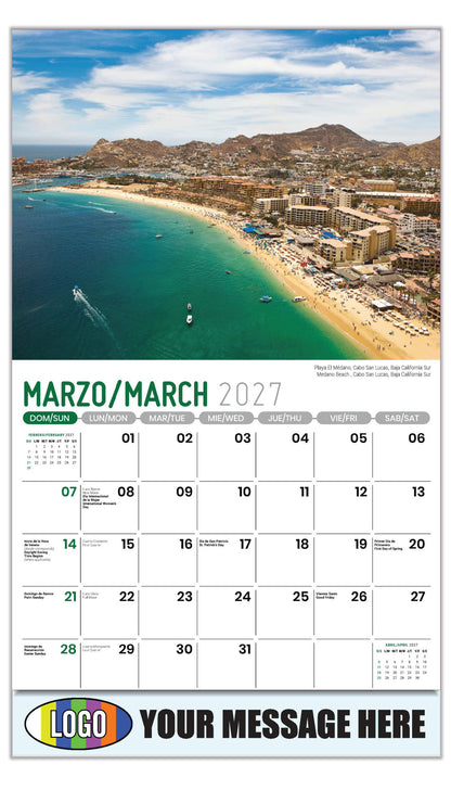 2027 Business Promotional Calendar - Scenes of Mexico - Medano Beach , Cabo San Lucas, Baja California Sur | 
Playa El Médano, Cabo San Lucas, Baja California Sur - March