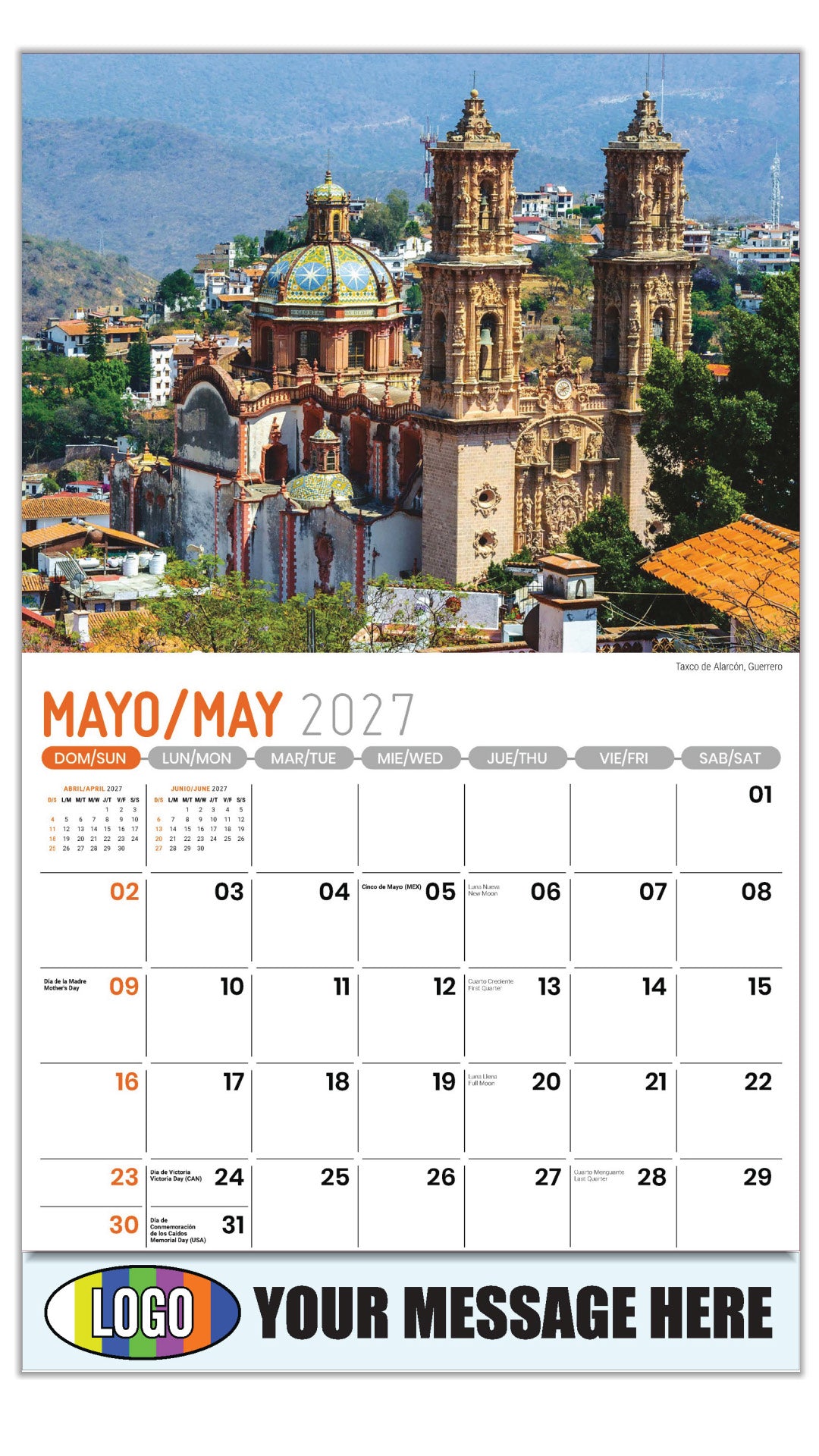 2027 Business Advertising Calendar - Scenes of Mexico - Taxco de Alarcón, Guerrero - May