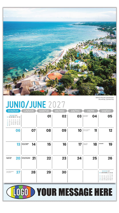 2027 Business Advertising Calendar - Scenes of Mexico - Akumal Bay, Quintana Roo | 
Bahía de Akumal, Quintana Roo - June