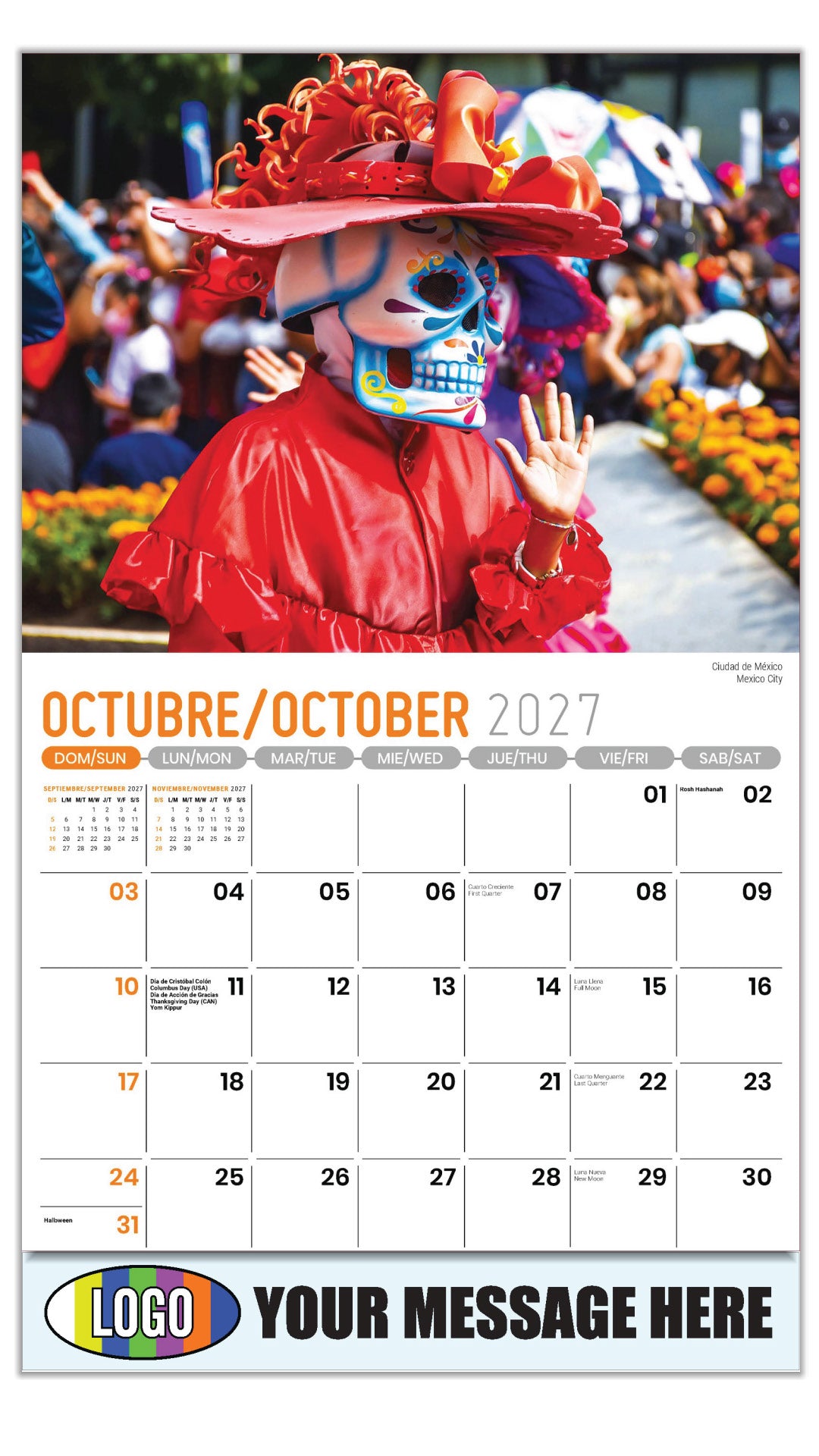 2027 Business Promotion Calendar - Scenes of Mexico - Mexico City | 
Ciudad de México - October