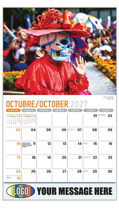 2027 Business Promotion Calendar - Scenes of Mexico - Mexico City | 
Ciudad de México - October