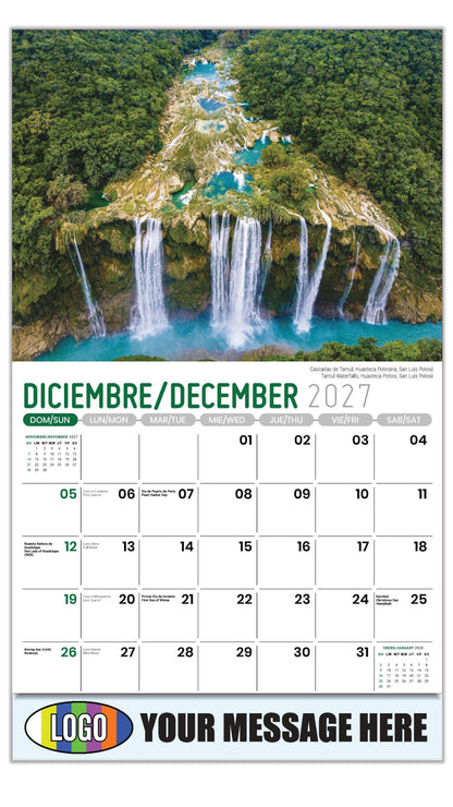 2027 Business Promotion Calendar - Scenes of Mexico - Tamul Waterfalls, Huasteca Potosina, San Luis Potosi | 
Cascadas de Tamul, Huasteca Potosina, San Luis Potosí - December