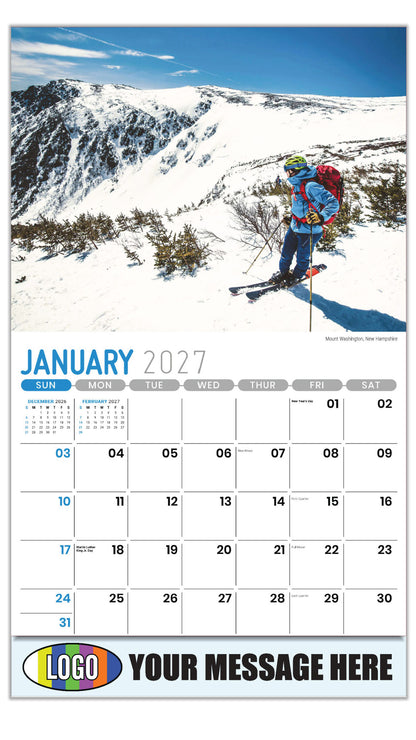 2027 Business Promotional Calendar - Scenes of New England - Mount Washington, New Hampshire - January