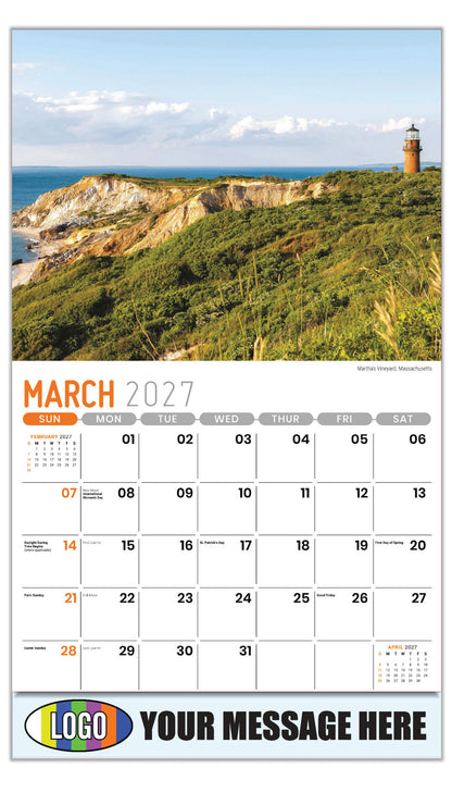 2027 Business Promotional Calendar - Scenes of New England - Martha's Vineyard, Massachusetts - March