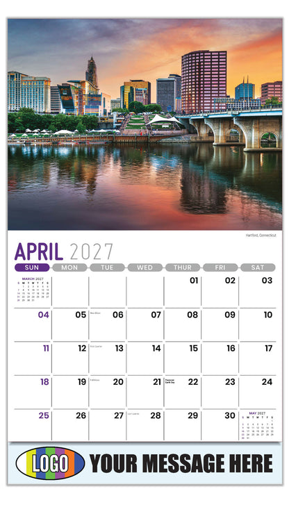2027 Business Advertising Calendar - Scenes of New England - Hartford, Connecticut - April