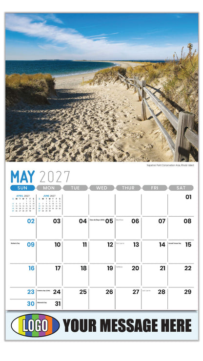 2027 Business Advertising Calendar - Scenes of New England - Napatree Point Convservation Area, Rhode Island - May