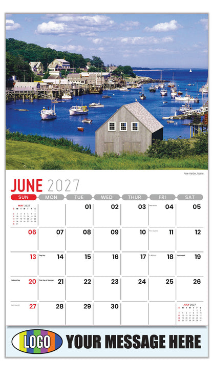 2027 Business Advertising Calendar - Scenes of New England - New Harbor, Maine - June