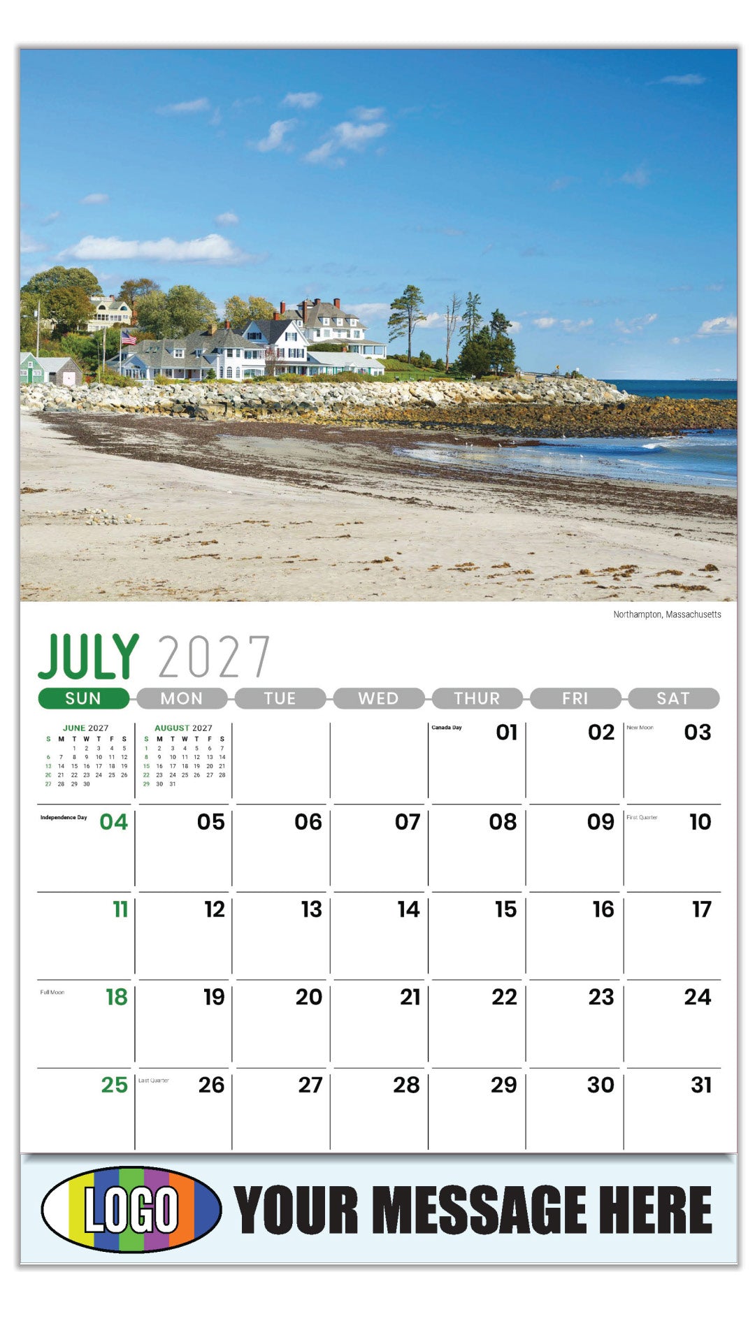 2027 Business Promo Calendar - Scenes of New England - Northampton, Massachusetts - July