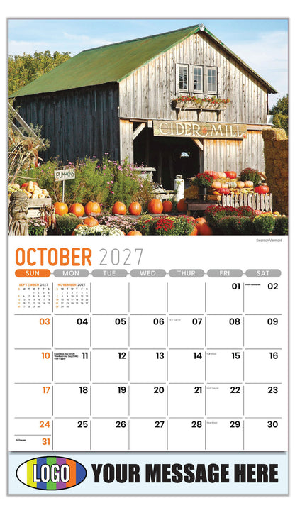 2027 Business Promotion Calendar - Scenes of New England - Swanton Vermont - October
