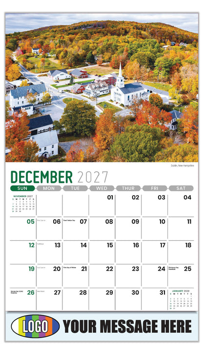 2027 Business Promotion Calendar - Scenes of New England - Dublin, New Hampshire - December