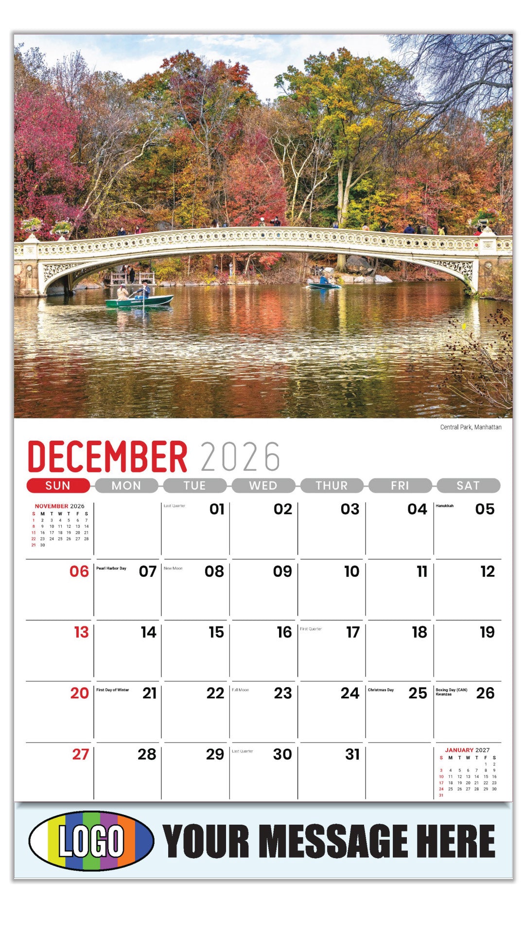 2027 Business Promotional Calendar - Scenes of New York - Central Park, Manhattan - December_a